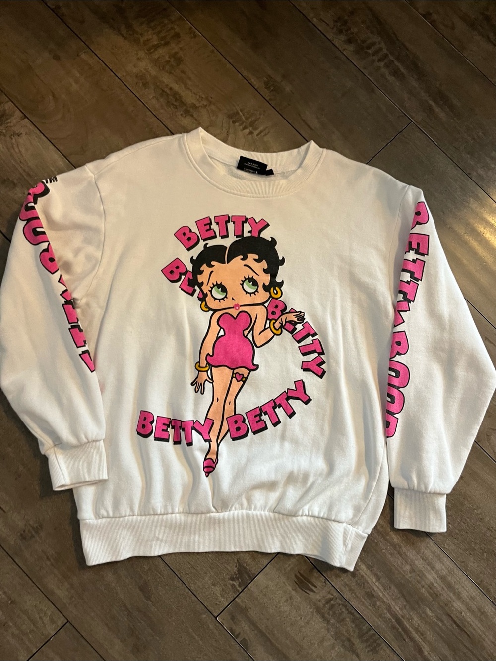 Betty Boop White Sweatshirt with Pink and Black Graphic
